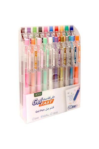 Roco قلم حبر جل سريع الجفاف، ألوان متنوعة، 0.7 مم، رأس حبر جاف، 20 قطعة