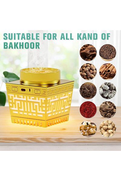Generic Electric Bakhoor Burner with Quran Speaker – Rechargeable USB Arabic Incense Diffuser