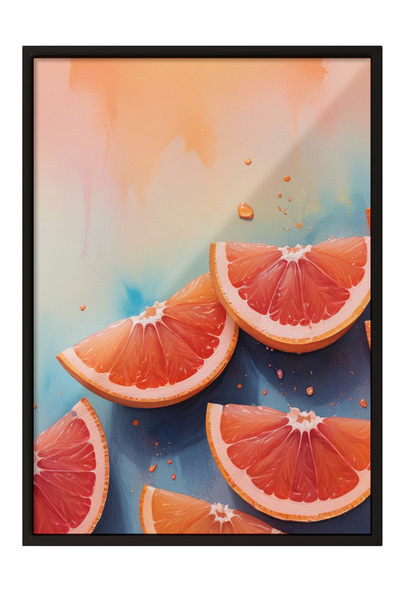 Zestia Tablou cu ramă neagră, design minimalist cu felie de pepene verde, pos...