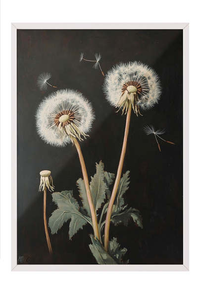 Zestia Tablou înrămat alb, Flori de păpădie – Stil minimalist, Poster decorat...