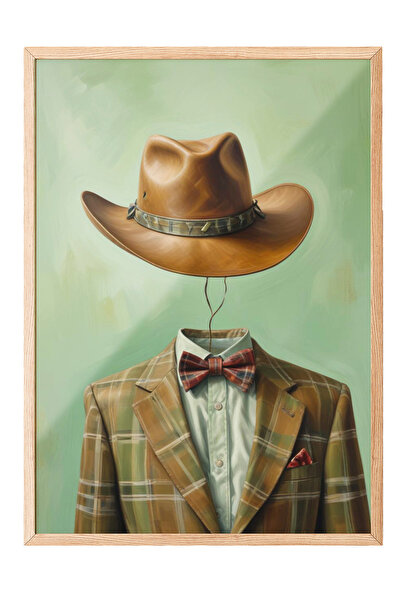 Zestia Εικόνα με ξύλινο πλαίσιο, Πορτρέτο καουμπόη με καπέλο, Διακόσμηση γραφ...
