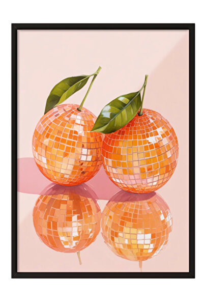 Zestia Tablou cu ramă neagră, Ilustrație cu portocale și mandarine, Poster de...