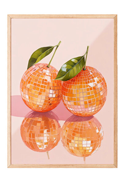 Zestia Tablou cu ramă din lemn, ilustrație cu portocale și mandarine, poster ...