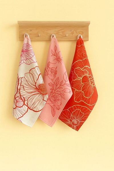 Alseko Concept Flora 02 35X50Cm 3 Pieces Cotton Kitchen Oven Towel