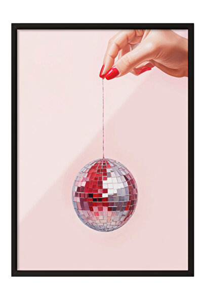 Zestia Tablou cu ramă neagră, efect de reflexie pe minge de mână, poster deco...