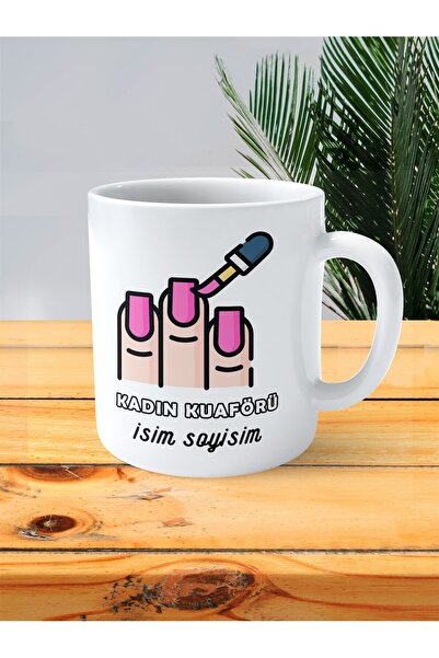 ART HEDİYE kuaför kadın kuaförü baskılı kupa bardak isimli kişiye özel tırnak...