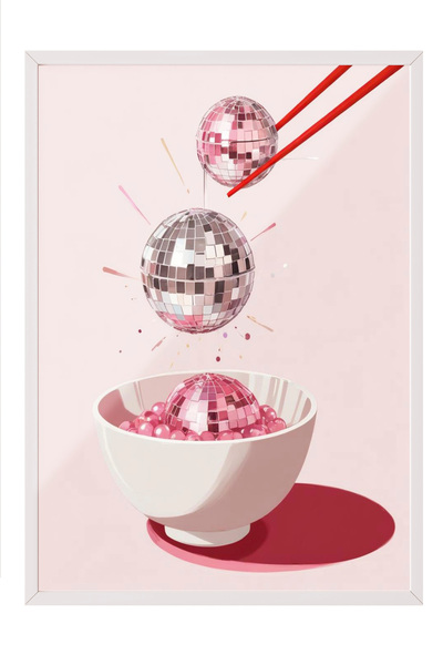 Zestia Tablou în ramă albă, Cupă dublă de desert – Model cu înghețată, Poster...