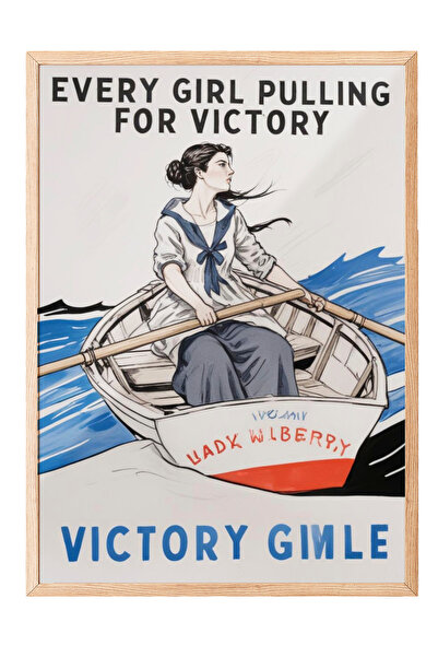 Zestia Tablou cu ramă din lemn, Banner retro cu femei – Victory Girl, Poster ...
