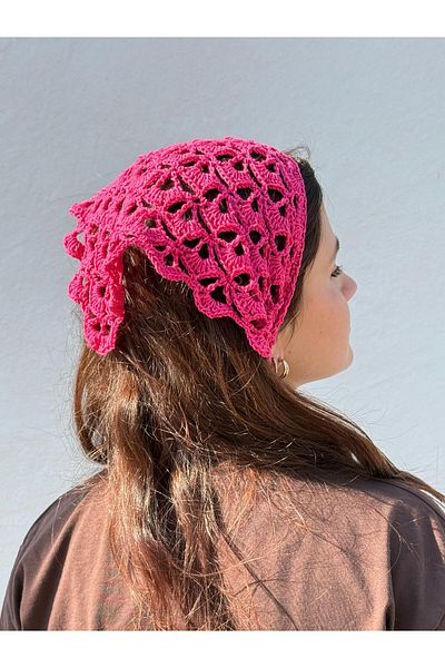 MELUSH Fuchsia Colored Patterned Handmade Crochet Knitted Bandana