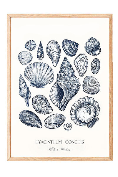 Zestia Картина с дървена рамка, детайлен рисунка на растения и семена, постер...