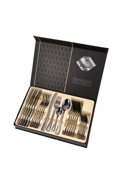 Quasar & Co. Set 24 Cutlery Stainless Steel, Quasar & Co., Black