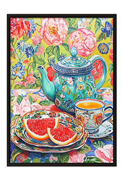 Zestia Картина с черна рамка, рисунка с цветен плодов мотив, постер за кухня ...