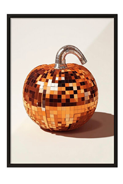 Zestia Tablou cu ramă neagră, reflexie portocalie într-o globă transparentă, ...