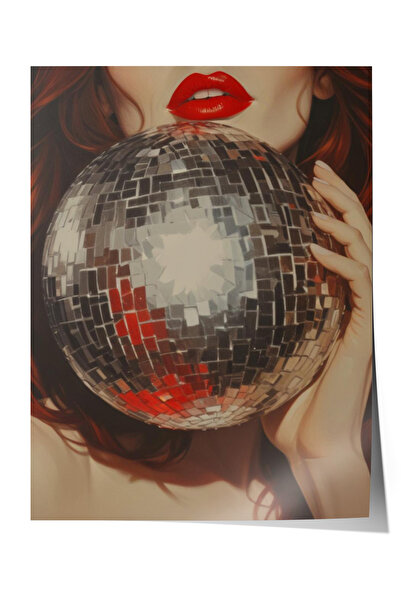 Zestia Poster fără ramă, Portret de femei cu bile de discotecă, Poster decora...