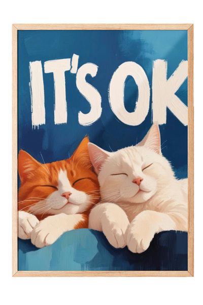 Zestia Tablou cu ramă din lemn, design tipografic umoristic, afiș decorativ p...