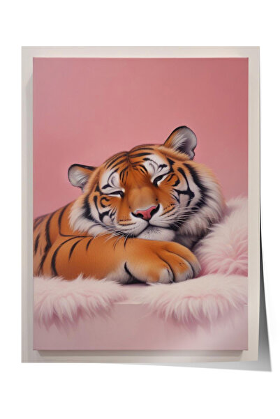 Zestia Poster fără ramă, stil umoristic cu tigru pe fundal portocaliu, poster...