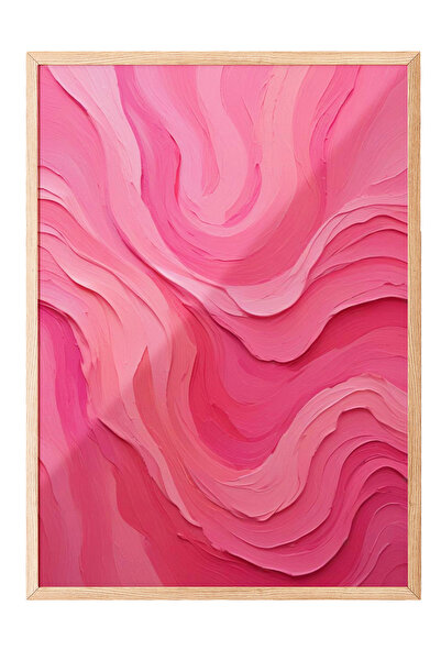 Zestia Ahşap Çerçeveli Tablo, Pembe Dalgalar Soyut Sanat, Banyo Dekoru Poster...