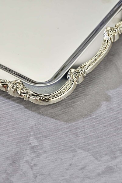 Turkco Kare Çerçeve Serisi Metal Sunum Söz Nişan Tepsisi, Gümüş Tepsi Gümüş Aksesuar