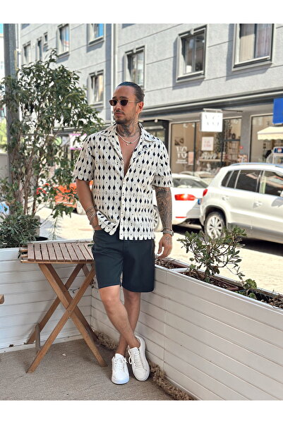 manch collection Короткорукава сорочка з візерунком з льону, біла