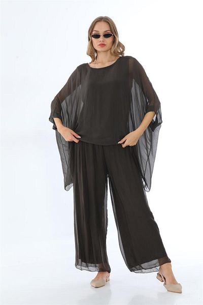 EREN STYLE Italian Bat Sleeve Silk Blouse