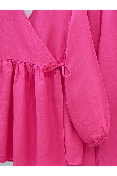 Modamorfo Set de muselină cu șireturi și mâneci elastice - fucsia