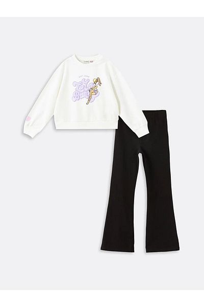 LC Waikiki Lcw Kids Ecru Crew Neck Lola Bunny Printed Girl's Sweatshirt and Tights