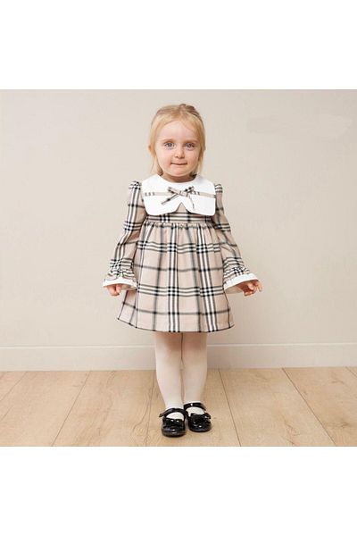 morwind Baby Girl Children's Dress Plaid Collar Detailed Special Occasion Birthday Dress