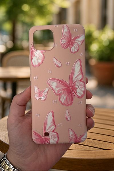 Vip Case Realme C11 - حافظة مطاطية كلاسيكية ممتصة للصدمات من السيليكون بنمط الفراشة الوردية277