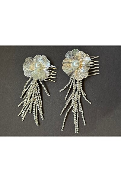 Store إكسسوار شعر العروس بلون فضي كريستالي