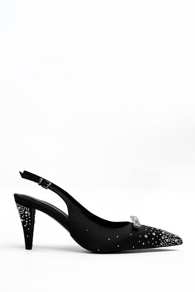 Tasarım Moonlight Pearl Stone Embroidered Elegant Banded Pointed Toe Thin Heeled Evening Invitation Shoes