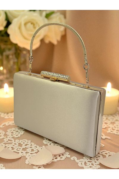 Biçanta Nude Color Satin Evening Dress Bag Evening Bag Engagement Wedding Bag