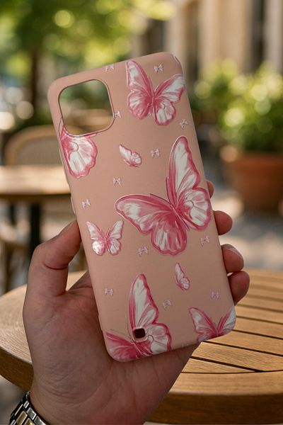 Vip Case Realme C11 - حافظة مطاطية كلاسيكية ممتصة للصدمات من السيليكون بنمط الفراشة الوردية277