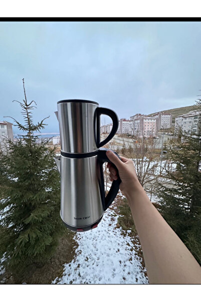 SİLVERCAST Gri termostatlı çaycı kettle orta ısıda tutar