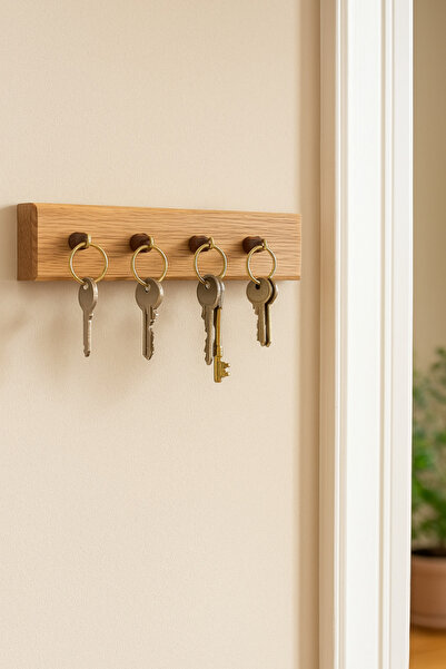 ostende 5 li Ahşap Anahtarlık Duvar Anahtarlığı Giriş Antre Hol Anahtar Askıl...