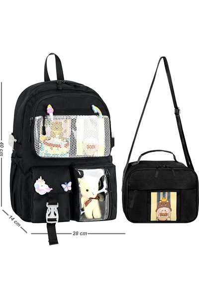 çantamgelsin Kawaii Korean Style Accessory Primary School Backpack Girl and Lunch Box Set with Thermos