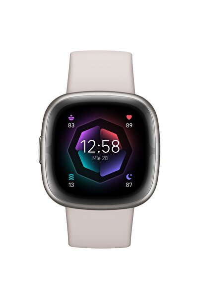 Fitbit Smartwatch Sense 2 Lunar White/Platinum Aluminum
