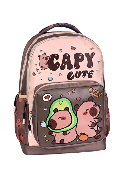 VESSARA 3-Piece Primary School Capy Cute Printed, Boys' School Bag with Nutrition and Pen Holder