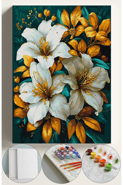 Sulepas Sayılarla Boyama Seti Numaralı Tuval Fırça Boya 40x50 Cm - Sarı Lilyum