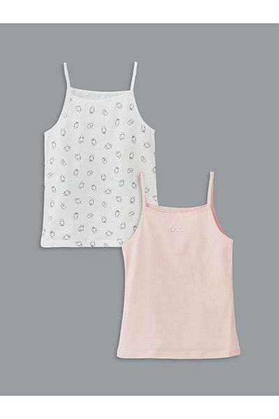 LC Waikiki New Season Square Collar Girl's Undershirt 2-Piece - S5Bc87Z4