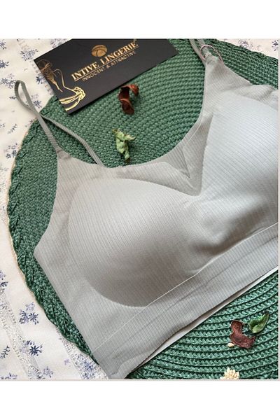 İntive Lingerie Valentina Ribbed Thin Straps Lightly Supported Seamless Laser Cut Bralet/Bra/Bustier