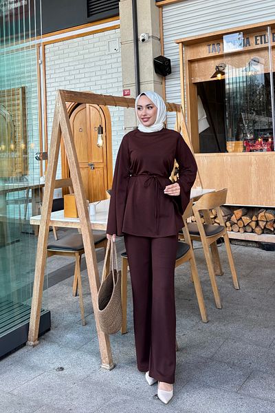 Tarzım Tuba Hijab Suit with Flared Sleeves and Drawstring Waist