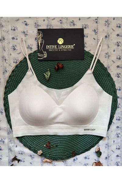 İntive Lingerie Valentina Ribbed Thin Straps Lightly Supported Seamless Laser Cut Bralet/Bra/Bustier
