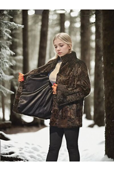 Flexium Women's Long Sleeve Leather Jacket - Leopard