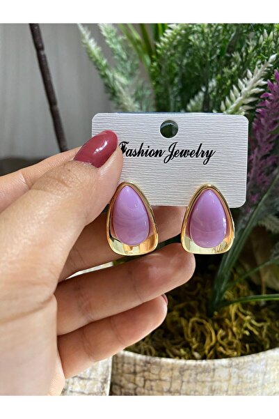 ŞİMŞEK KIRTASİYE BİJUTERİ أقراط نسائية ملونة على شكل قطرة بحافة ذهبية، تصميم ...