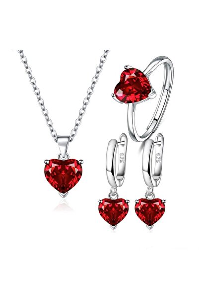 Belora Silver Necklace Earrings Ring Set