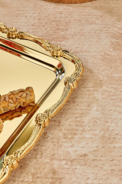 Milenay Royal Series Metal Presentation Promise Engagement Tray, Gold Tray Gold Accessory