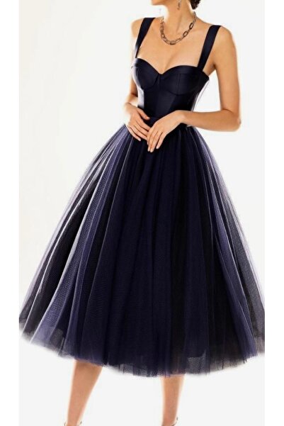 Madame Lucid Korseli Tütü Elbise – Midi Boy Extra Kabarık Tül Eteği ile ,Zama...