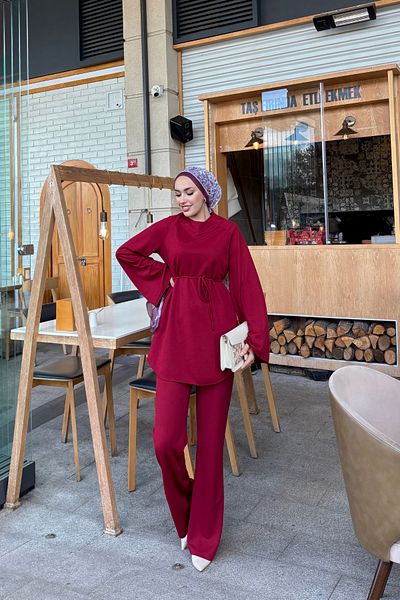 Tarzım Tuba Hijab Suit with Flared Sleeves and Drawstring Waist