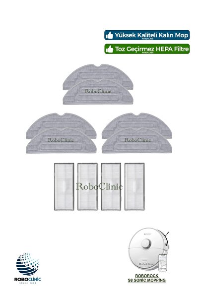 Roboclinic مكنسة كهربائية روبوتية Roborock S8 Sonic متوافقة مع فلتر Hepa البد...
