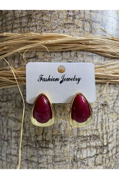 ŞİMŞEK KIRTASİYE BİJUTERİ GOLD KENARLI DAMLA ŞEKİLLİ RENKLİ KADIN KÜPE ZARİF SPOR VE ŞIK TASARIM BİR ARADA